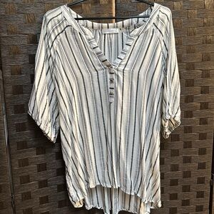 Casual Striped V-Neck Blouse